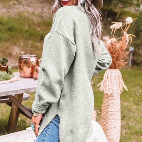 New Cozy Gray Oversized Sweater Sweatshirt - Picture 4 of 6